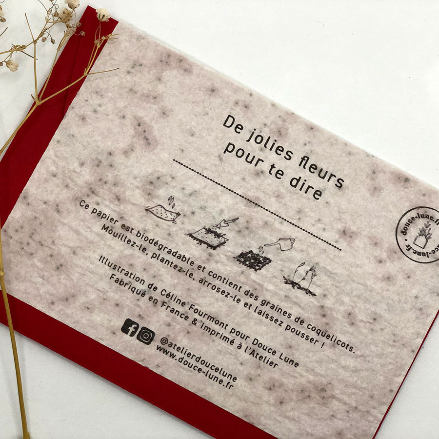 carte à planter coquelicot enveloppe rouge