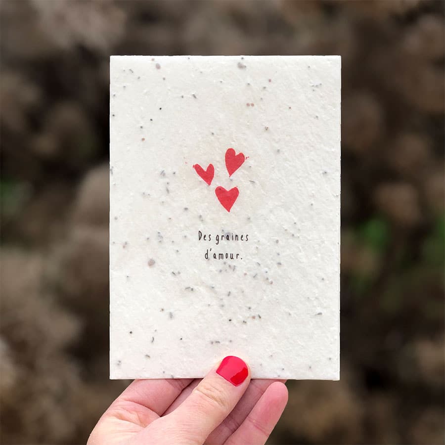 carte graines amour coeur st Valentin à planter coquelicot